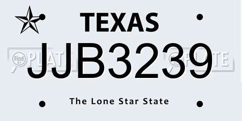 JJB3239 Texas License Plate