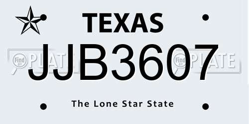 JJB3607 Texas License Plate