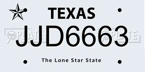 JJD6663 Texas License Plate