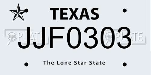 JJF0303 Texas License Plate