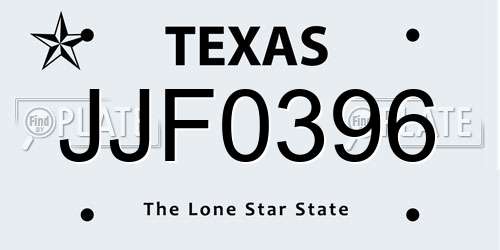 JJF0396 Texas License Plate