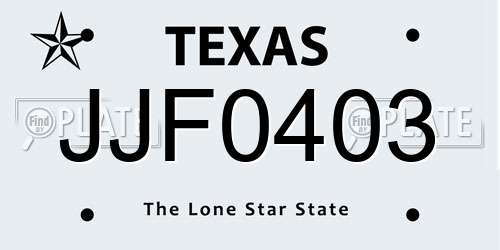 JJF0403 Texas License Plate