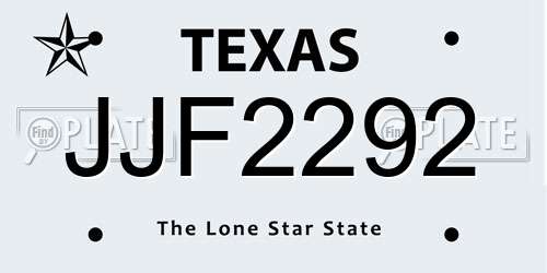 JJF2292 Texas License Plate
