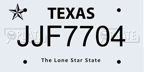 JJF7704 Texas License Plate