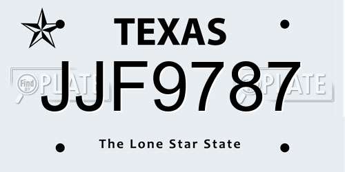 JJF9787 Texas License Plate