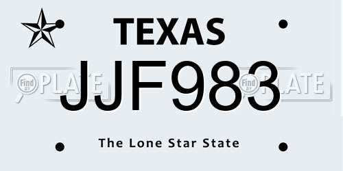 JJF983 Texas License Plate