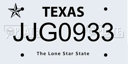 JJG0933 Texas License Plate