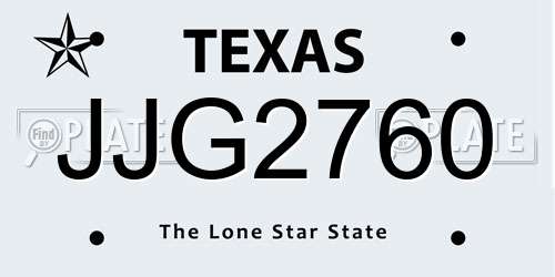 JJG2760 Texas License Plate
