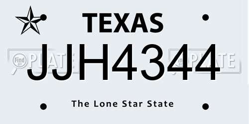 JJH4344 Texas License Plate