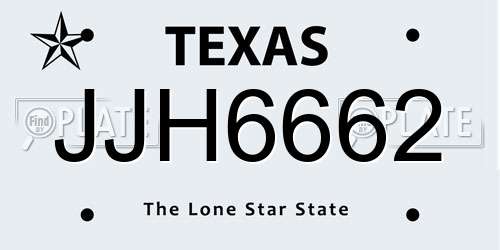 JJH6662 Texas License Plate