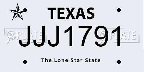 JJJ1791 Texas License Plate