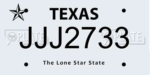 JJJ2733 Texas License Plate