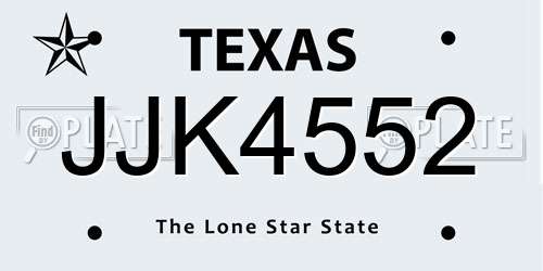 JJK4552 Texas License Plate