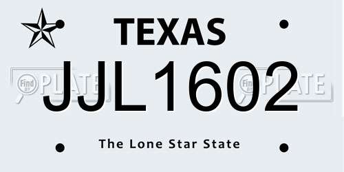 JJL1602 Texas License Plate