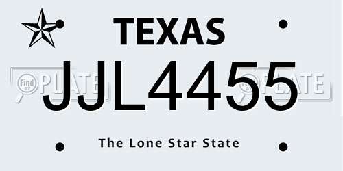 JJL4455 Texas License Plate