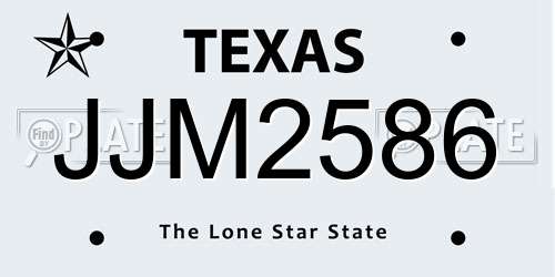 JJM2586 Texas License Plate
