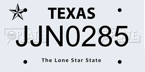 JJN0285 Texas License Plate