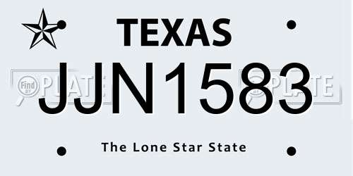 JJN1583 Texas License Plate