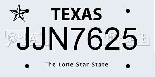 JJN7625 Texas License Plate