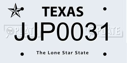JJP0031 Texas License Plate