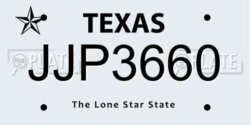 JJP3660 Texas License Plate