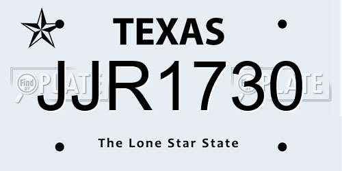 JJR1730 Texas License Plate
