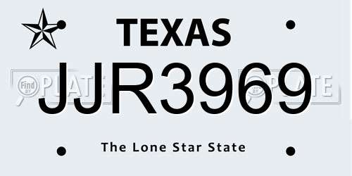 JJR3969 Texas License Plate