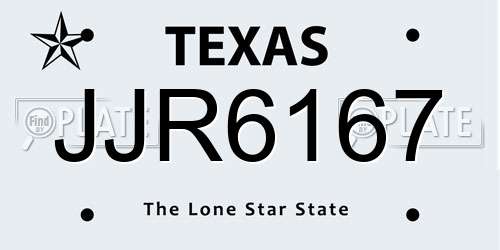 JJR6167 Texas License Plate