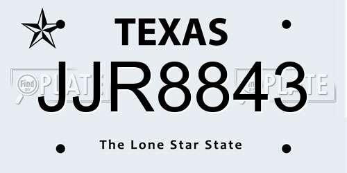 JJR8843 Texas License Plate