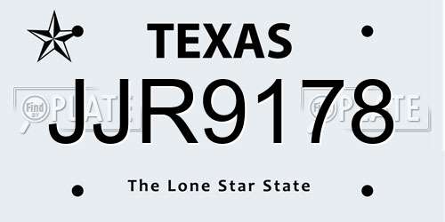 JJR9178 Texas License Plate