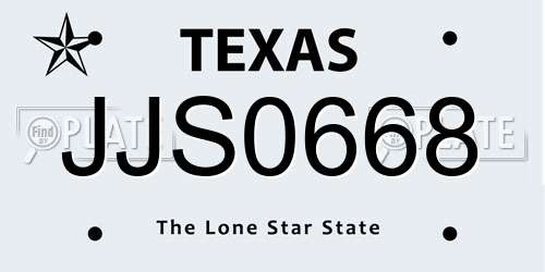 JJS0668 Texas License Plate