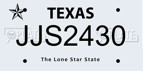 JJS2430 Texas License Plate