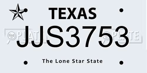 JJS3753 Texas License Plate