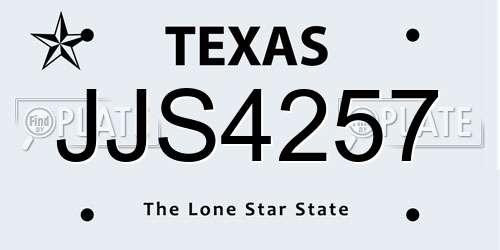 JJS4257 Texas License Plate