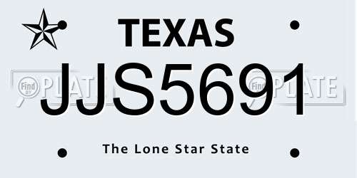 JJS5691 Texas License Plate