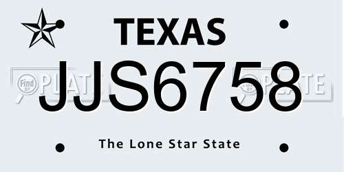 JJS6758 Texas License Plate