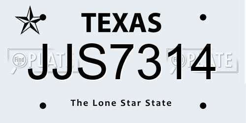 JJS7314 Texas License Plate