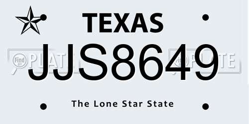 JJS8649 Texas License Plate