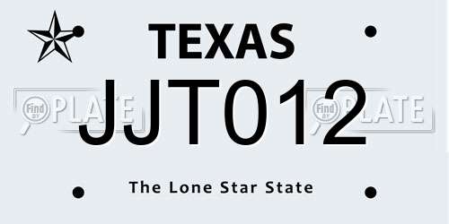 JJT012 Texas License Plate