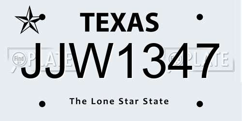 JJW1347 Texas License Plate