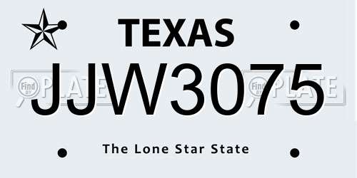 JJW3075 Texas License Plate