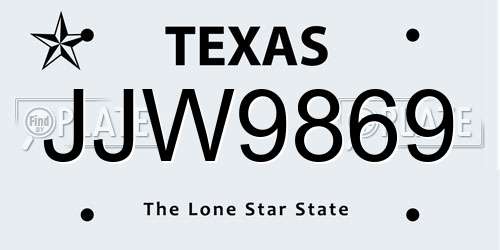 JJW9869 Texas License Plate