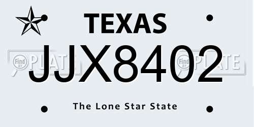 JJX8402 Texas License Plate