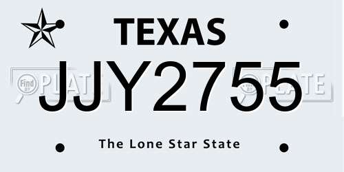 JJY2755 Texas License Plate