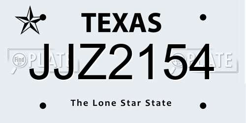 JJZ2154 Texas License Plate