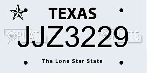 JJZ3229 Texas License Plate