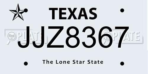 JJZ8367 Texas License Plate