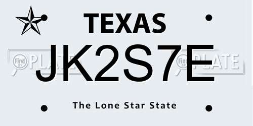 JK2S7E Texas License Plate