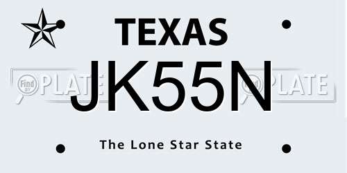 JK55N Texas License Plate