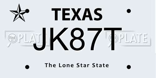JK87T Texas License Plate